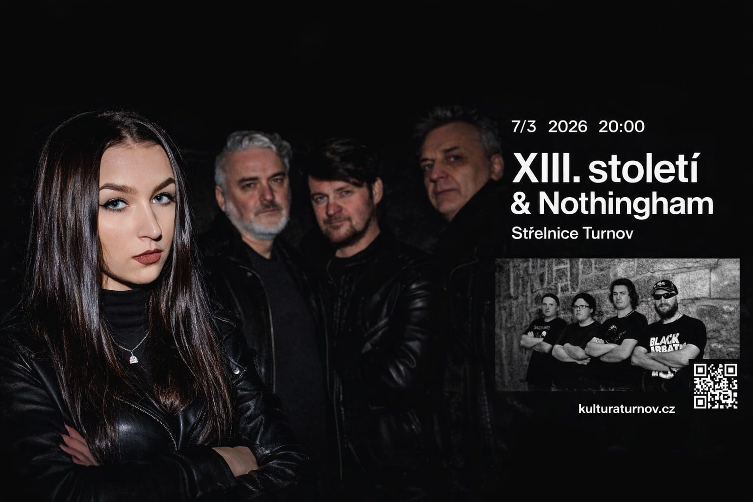 Plakát koncertu XIII. století & Nothingham, 7. 3. 2026 ve 20:00, Střelnice Turnov